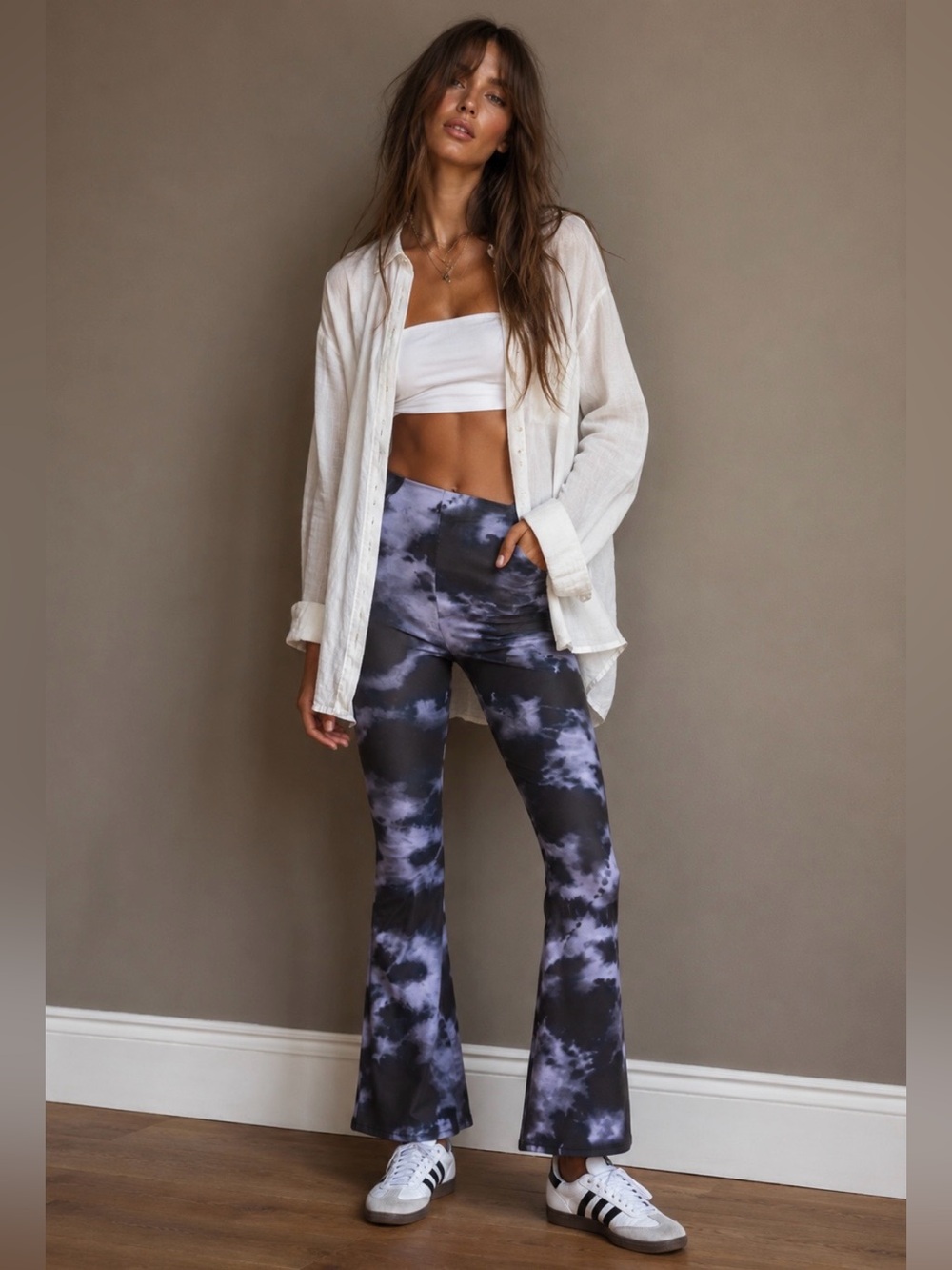 NWT Topshop Marble Print Flare Crop Pant